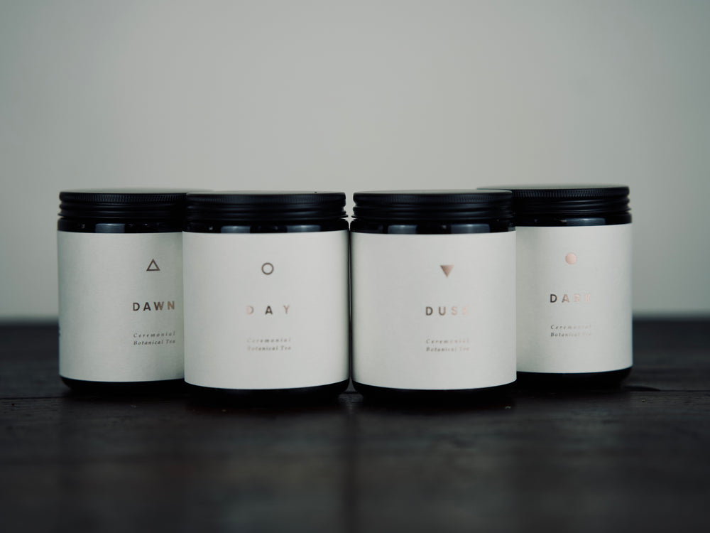 
                  
                    Four Amber jars of herbal tea
                  
                