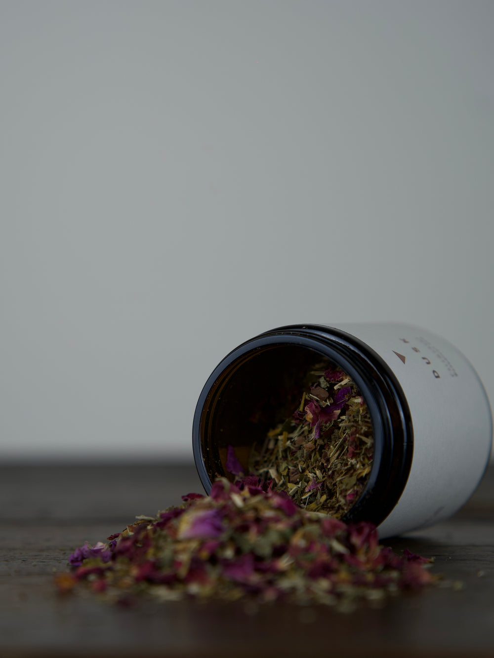 Herbal Tea in an amber glass jar